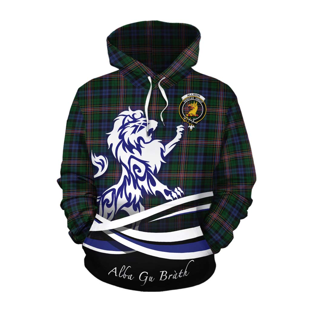 Tartan Vibes Clothing Allison Tartan Cotton Hoodie with Alba Gu Brath Regal Lion Emblem