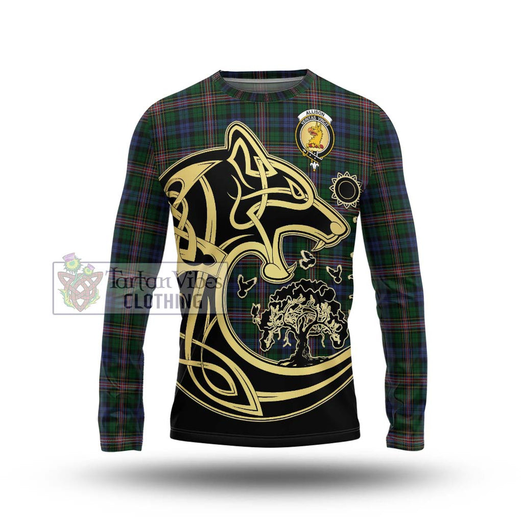 Allison Tartan Long Sleeve T-Shirt with Family Crest Celtic Wolf Style Unisex - Tartan Vibes Clothing