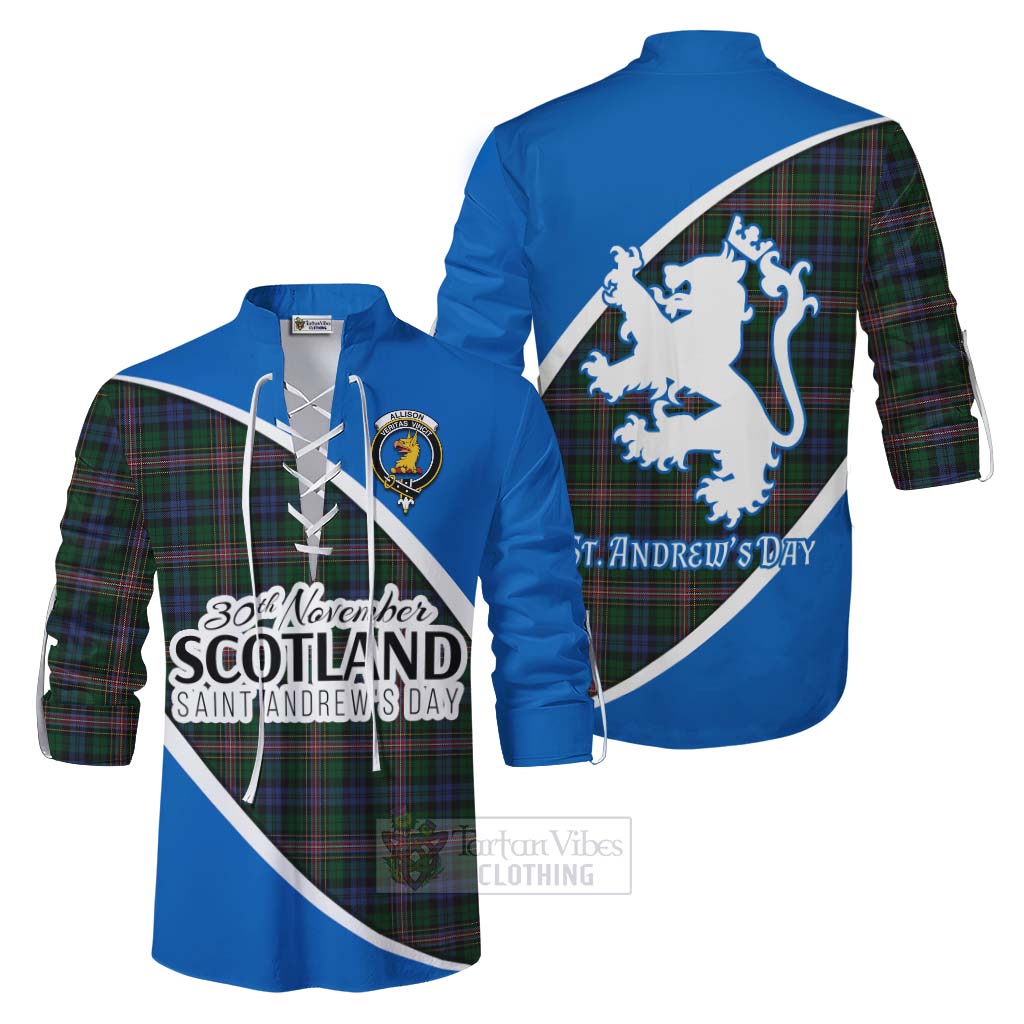 Tartan Vibes Clothing Allison Family Crest Tartan Ghillie Kilt Shirt Celebrate Saint Andrew's Day in Style