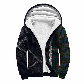 Allison Tartan Sherpa Hoodie with Family Crest Cross Sword Thistle Celtic Vibes