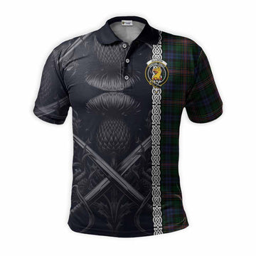 Allison Tartan Polo Shirt with Family Crest Cross Sword Thistle Celtic Vibes