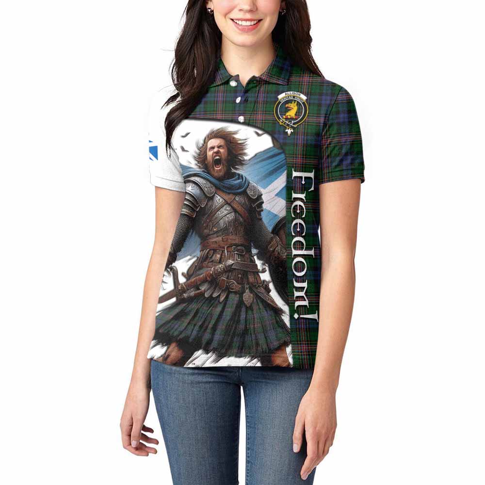 Tartan Vibes Clothing Allison Crest Tartan Women's Polo Shirt Inspired by the Freedom of Scottish Warrior