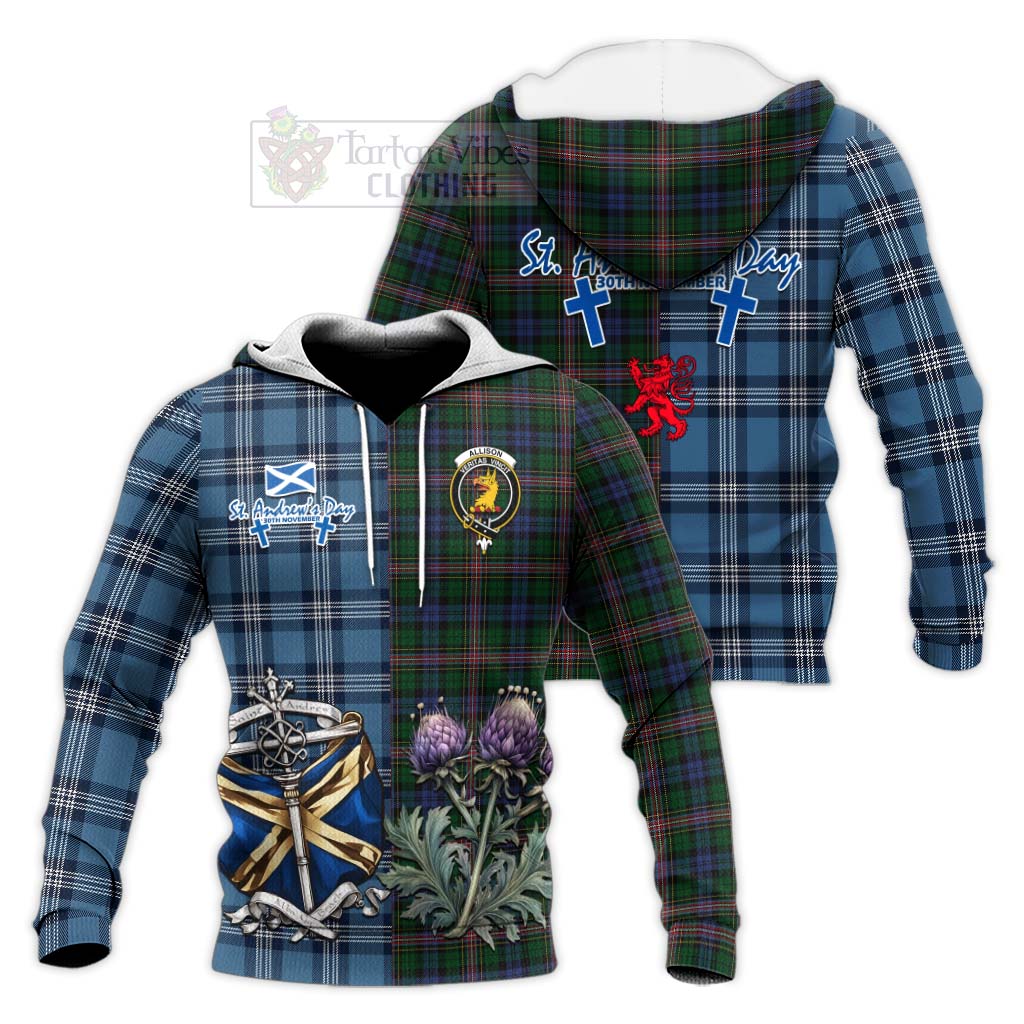 Tartan Vibes Clothing Allison Tartan Knitted Hoodie Happy St. Andrew's Day Half Tartan Style