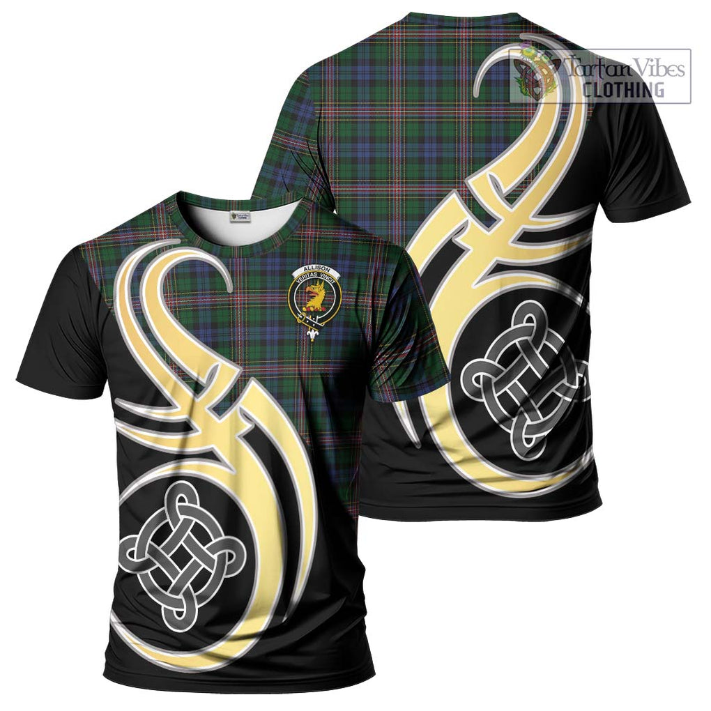 Tartan Vibes Clothing Allison Tartan T-Shirt with Family Crest and Celtic Symbol Style