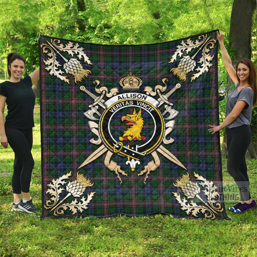 Tartan Vibes Clothing Allison Tartan Quilt with Family Crest and Scottish Golden Courage Shield