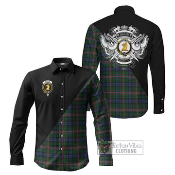 Allison Tartan Long Sleeve Button Shirt with Family Crest and Military Logo Style