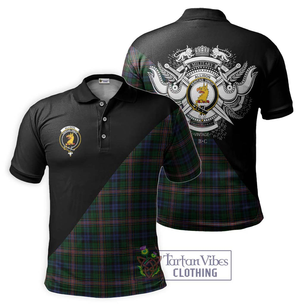 Allison Tartan Polo Shirt with Family Crest and Military Logo Style Kid - Tartanvibesclothing Shop