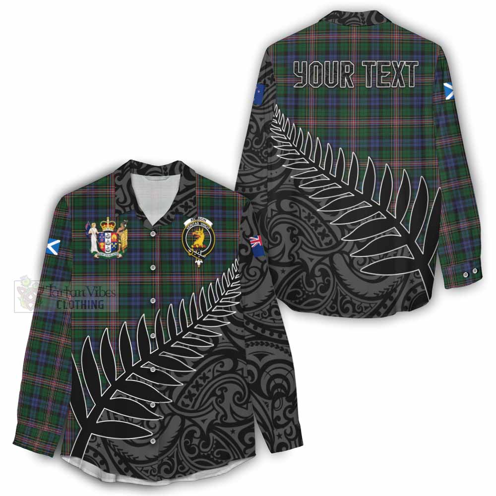 Tartan Vibes Clothing Allison Crest Tartan Women's Casual Shirt with New Zealand Silver Fern Half Style