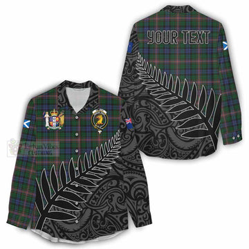 Allison Crest Tartan Women's Casual Shirt with New Zealand Silver Fern Half Style