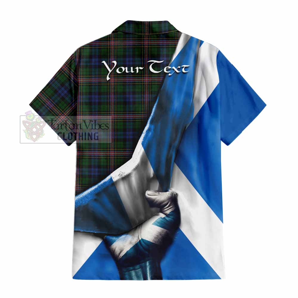 Tartan Vibes Clothing Allison Tartan Short Sleeve Button Shirt with Family Crest Scotland Patriotic Style