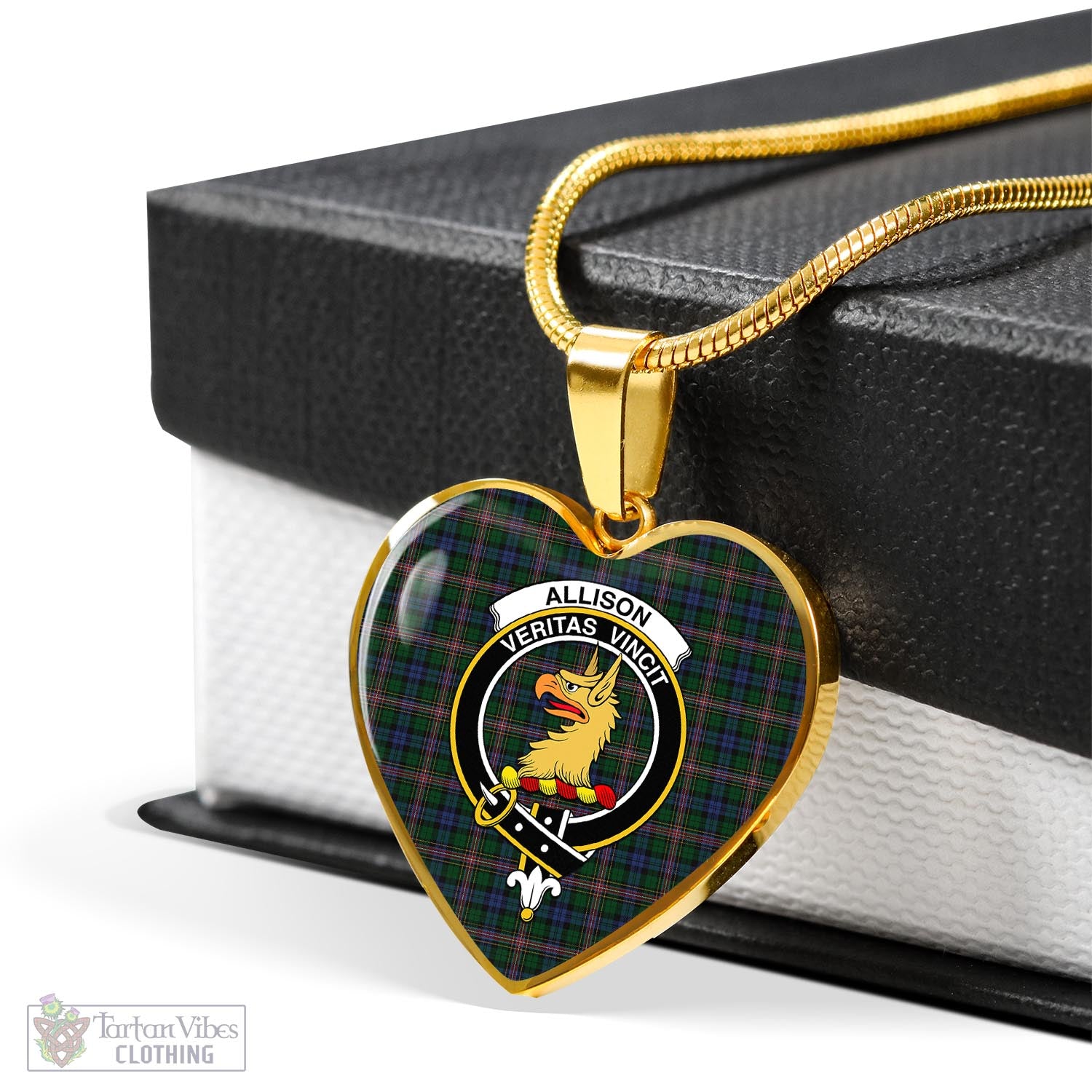 Tartan Vibes Clothing Allison Tartan Heart Necklace with Family Crest