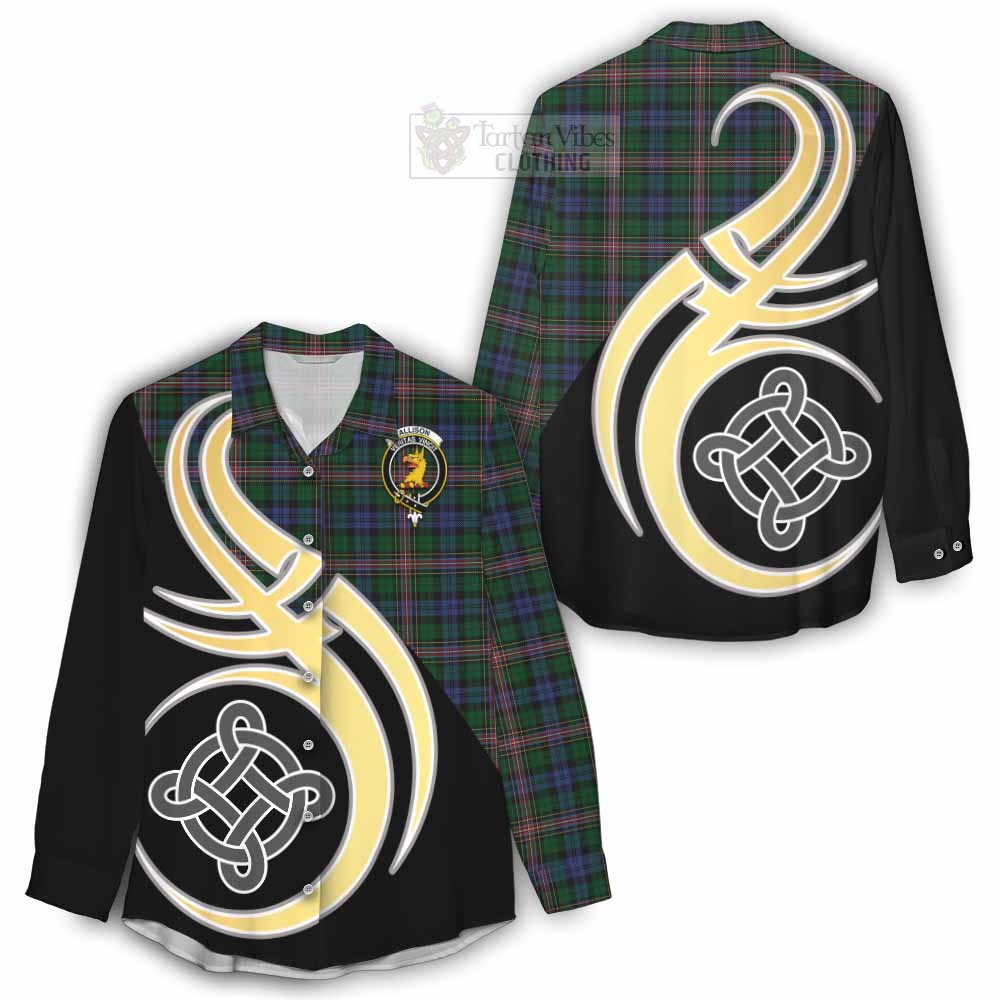 Tartan Vibes Clothing Allison Tartan Women's Casual Shirt with Family Crest and Celtic Symbol Style