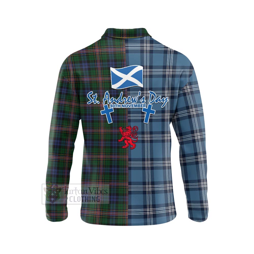 Tartan Vibes Clothing Allison Tartan Long Sleeve Polo Shirt Happy St. Andrew's Day Half Tartan Style