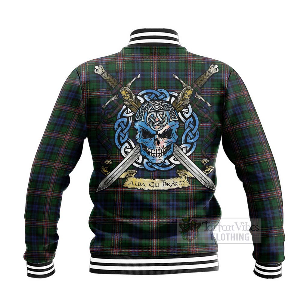 Tartan Vibes Clothing Allison Tartan Baseball Jacket with Family Crest Celtic Skull Style