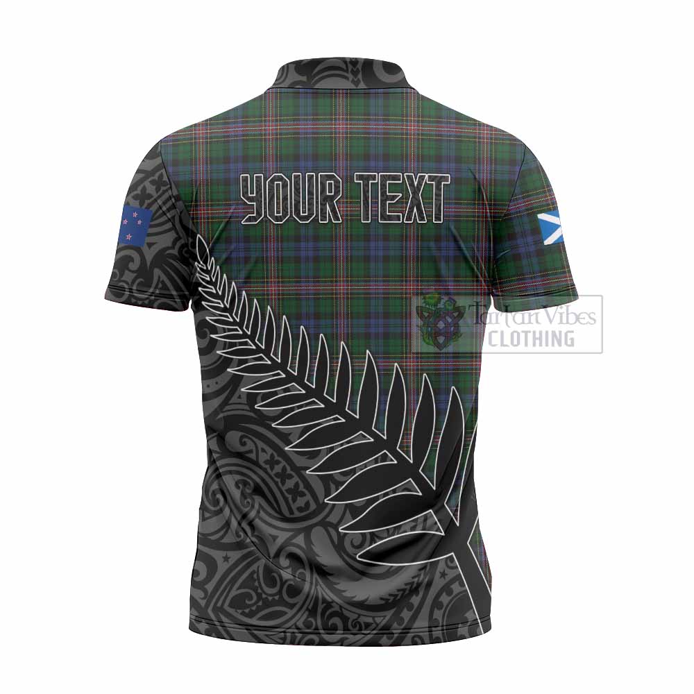 Tartan Vibes Clothing Allison Crest Tartan Zipper Polo Shirt with New Zealand Silver Fern Half Style