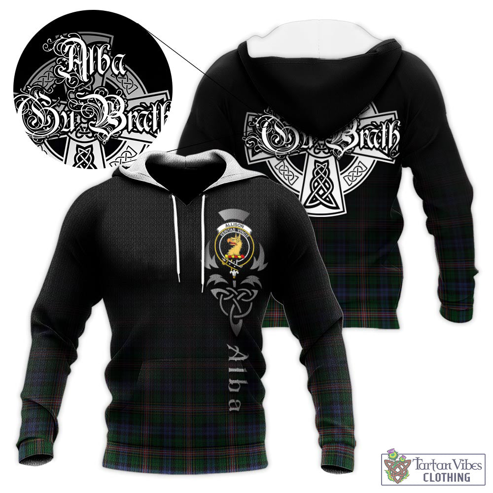 Tartan Vibes Clothing Allison Tartan Knitted Hoodie Featuring Alba Gu Brath Family Crest Celtic Inspired