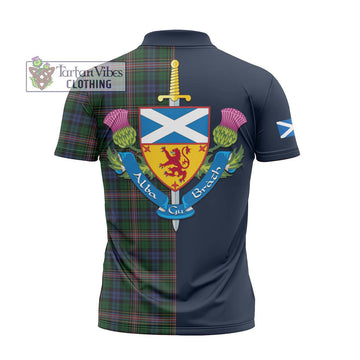 Allison Tartan Zipper Polo Shirt Alba with Scottish Lion Royal Arm Half Style