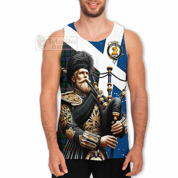 Allison Tartan Men's Tank Top with Family Crest Scottish Bagpiper Vibes