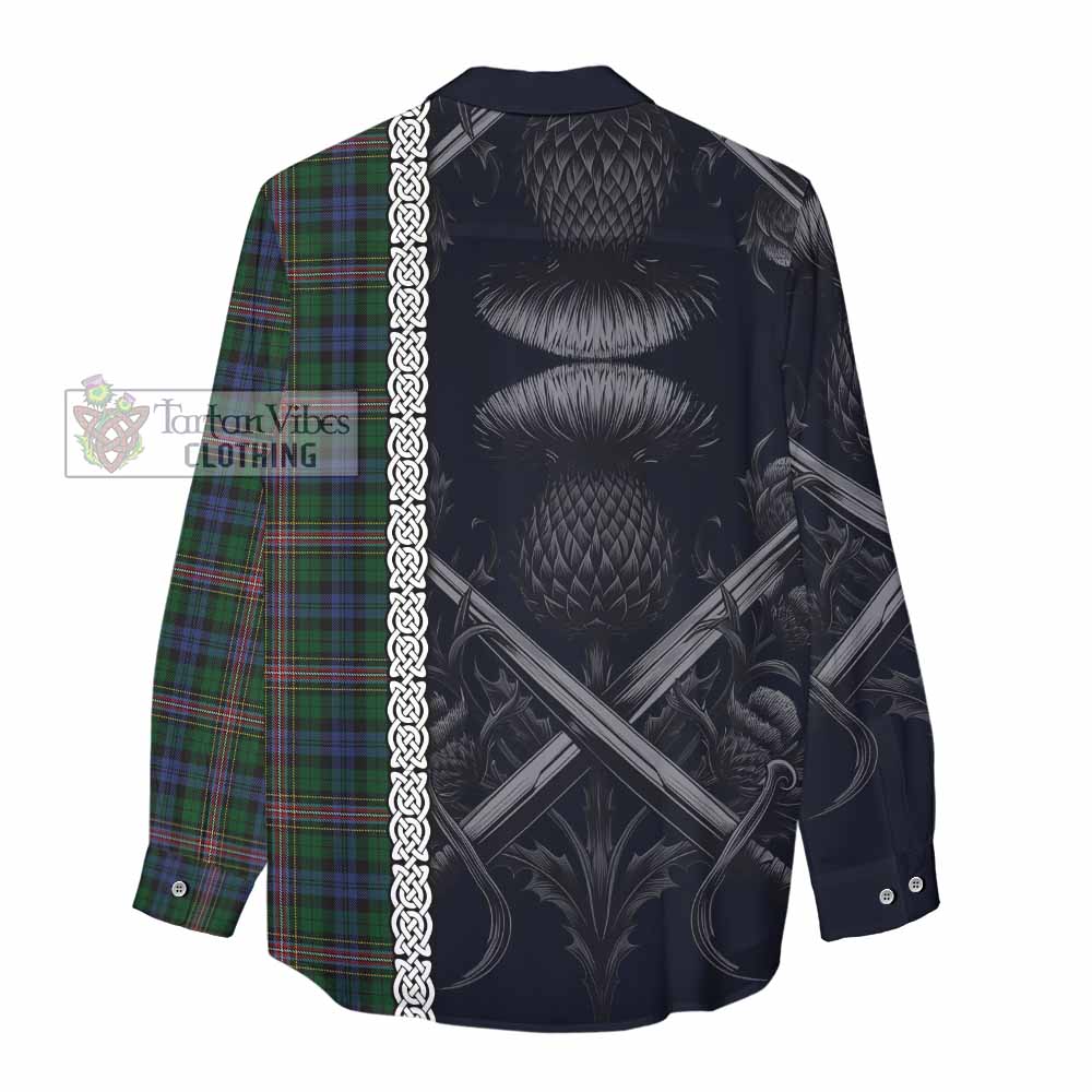 Tartan Vibes Clothing Allison Tartan Women's Casual Shirt with Family Crest Cross Sword Thistle Celtic Vibes