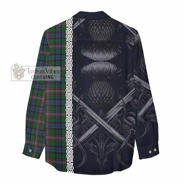 Allison Tartan Women's Casual Shirt with Family Crest Cross Sword Thistle Celtic Vibes