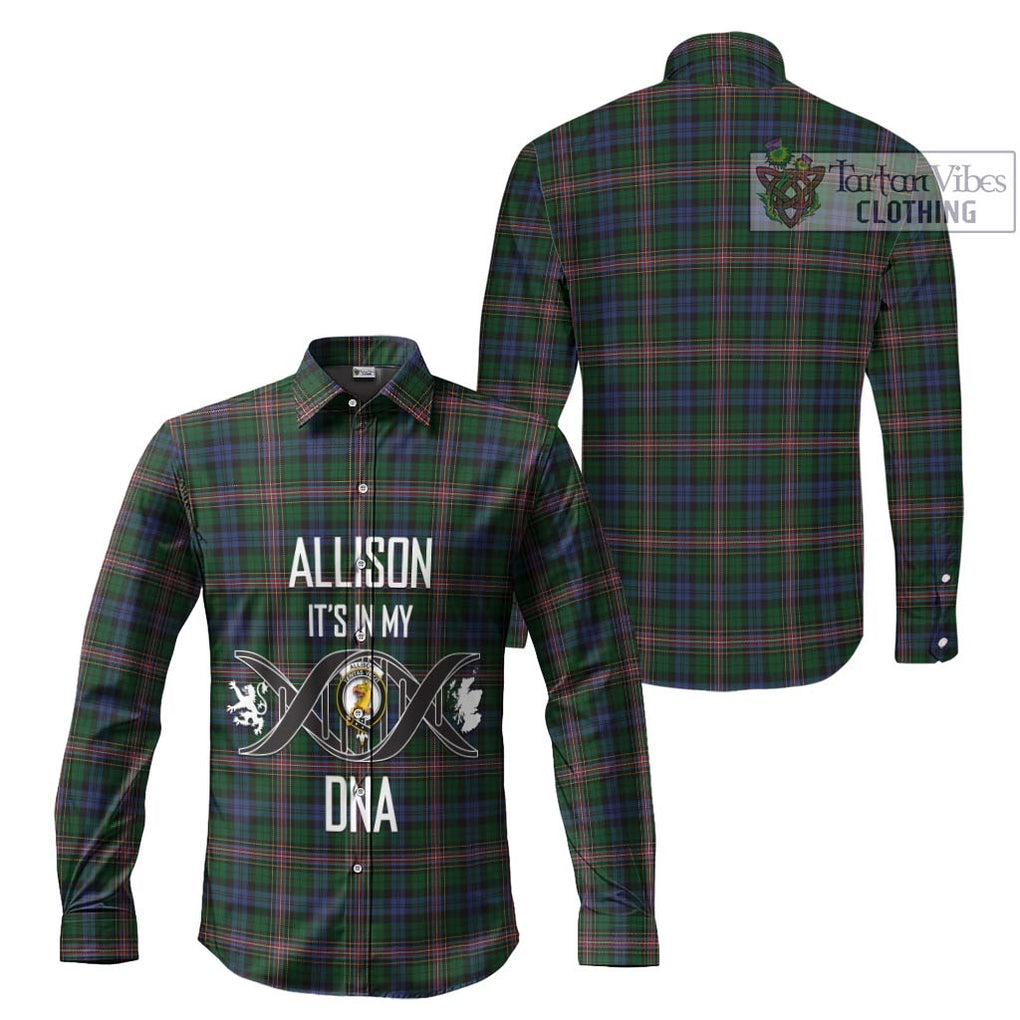 Allison Tartan Long Sleeve Button Shirt with Family Crest DNA In Me Style Men's Shirt - Tartanvibesclothing Shop