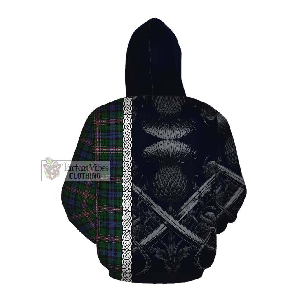 Tartan Vibes Clothing Allison Tartan Cotton Hoodie with Family Crest Cross Sword Thistle Celtic Vibes