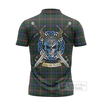 Allison Tartan Zipper Polo Shirt with Family Crest Celtic Skull Style