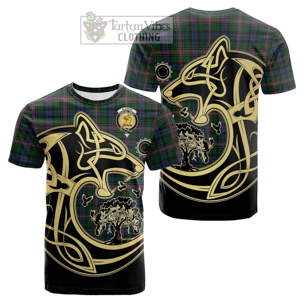 Tartan Vibes Clothing Allison Tartan Cotton T-shirt with Family Crest Celtic Wolf Style