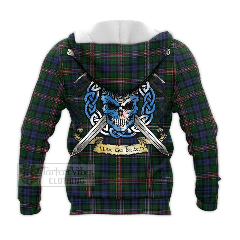 Tartan Vibes Clothing Allison Tartan Knitted Hoodie with Family Crest Celtic Skull Style