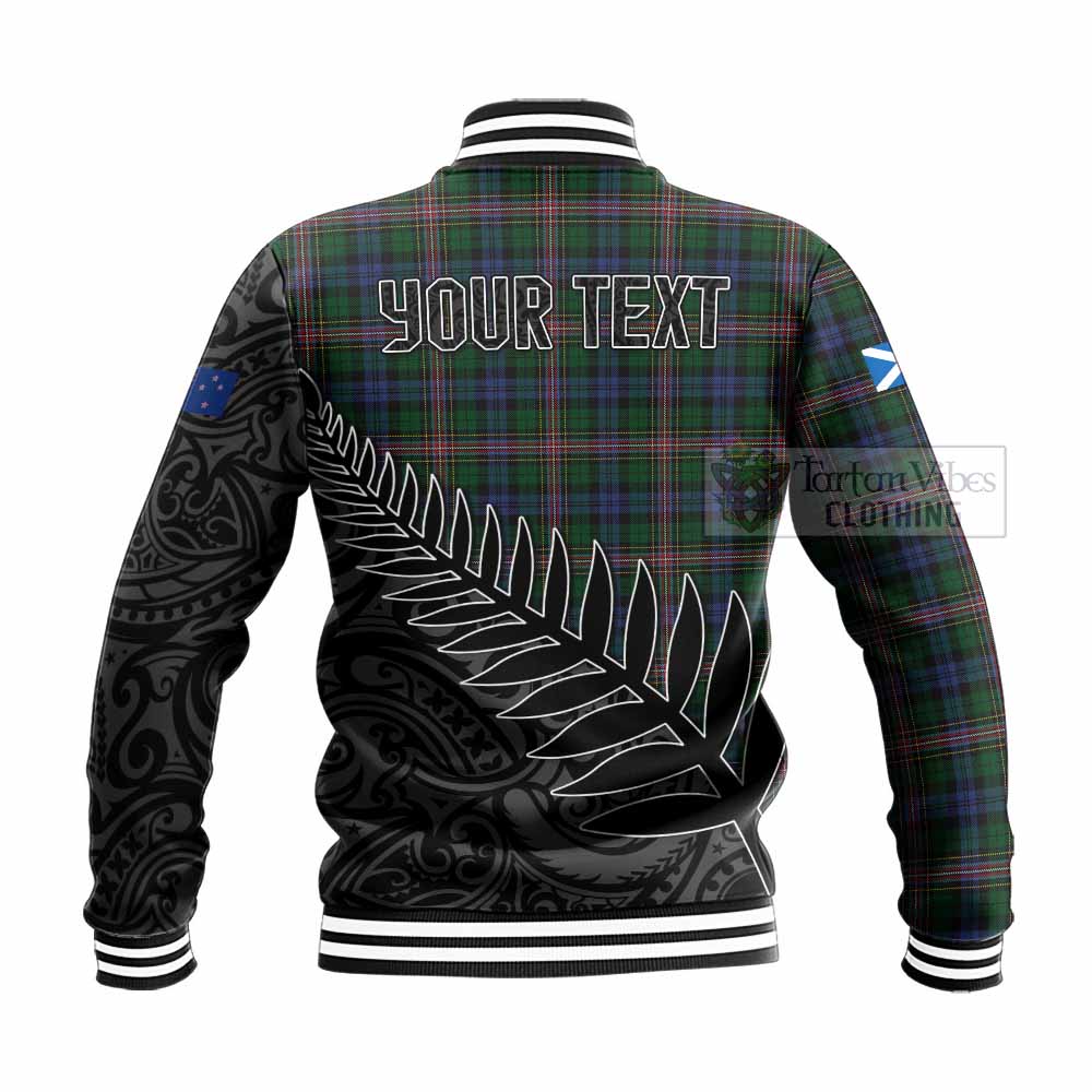 Tartan Vibes Clothing Allison Crest Tartan Baseball Jacket with New Zealand Silver Fern Half Style