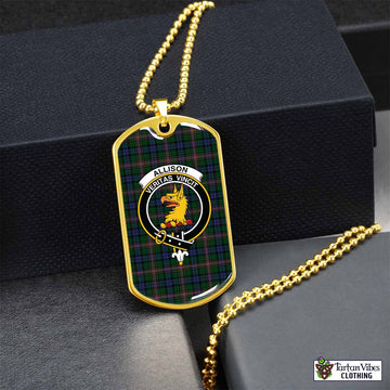 Allison Tartan Dog Tag Necklace with Family Crest