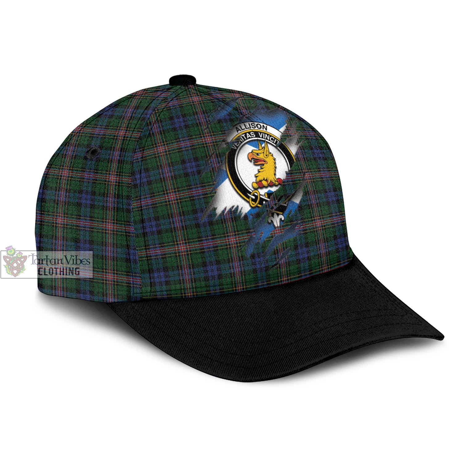 Tartan Vibes Clothing Allison Tartan Classic Cap with Family Crest In Me Style