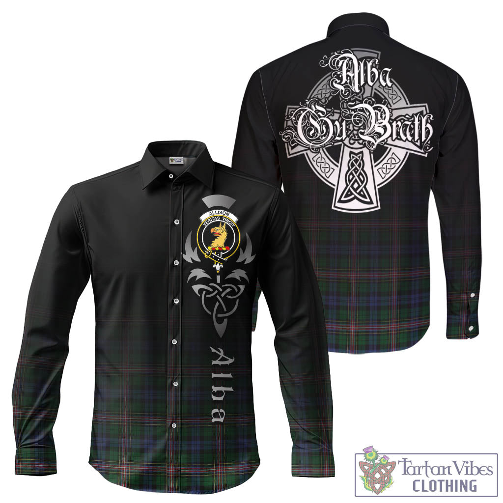 Tartan Vibes Clothing Allison Tartan Long Sleeve Button Up Featuring Alba Gu Brath Family Crest Celtic Inspired