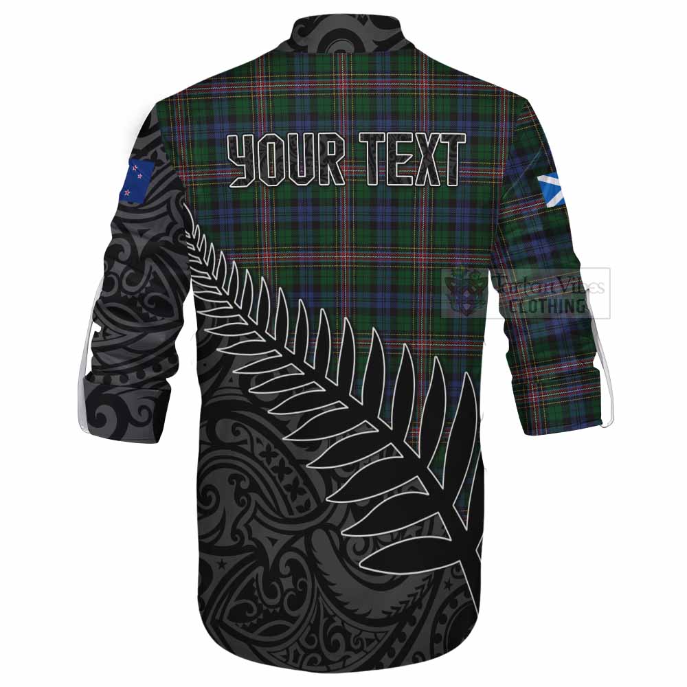 Tartan Vibes Clothing Allison Crest Tartan Ghillie Kilt Shirt with New Zealand Silver Fern Half Style