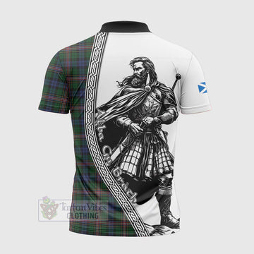 Allison Tartan Clan Crest Zipper Polo Shirt with Highlander Warrior Celtic Style