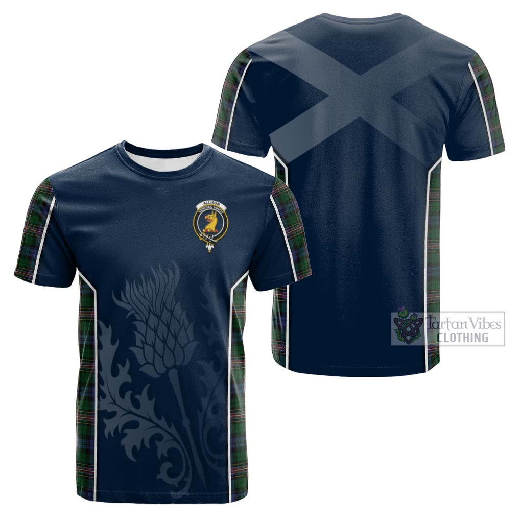 Tartan Vibes Clothing Allison Tartan Cotton T-shirt with Family Crest and Scottish Thistle Vibes Sport Style