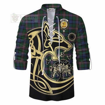 Allison Tartan Ghillie Kilt Shirt with Family Crest Celtic Wolf Style