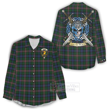 Allison Tartan Women's Casual Shirt with Family Crest Celtic Skull Style