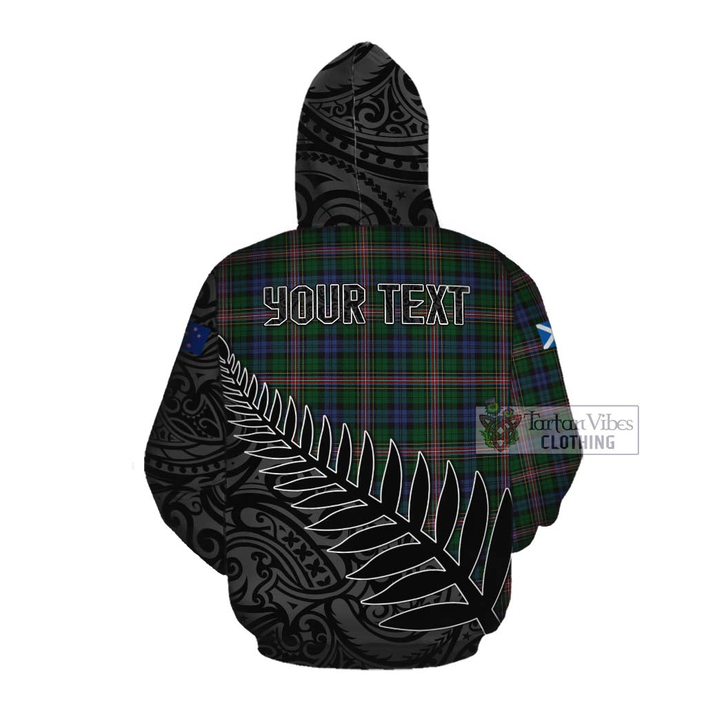 Tartan Vibes Clothing Allison Crest Tartan Cotton Hoodie with New Zealand Silver Fern Half Style