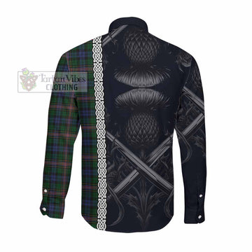 Allison Tartan Long Sleeve Button Shirt with Family Crest Cross Sword Thistle Celtic Vibes