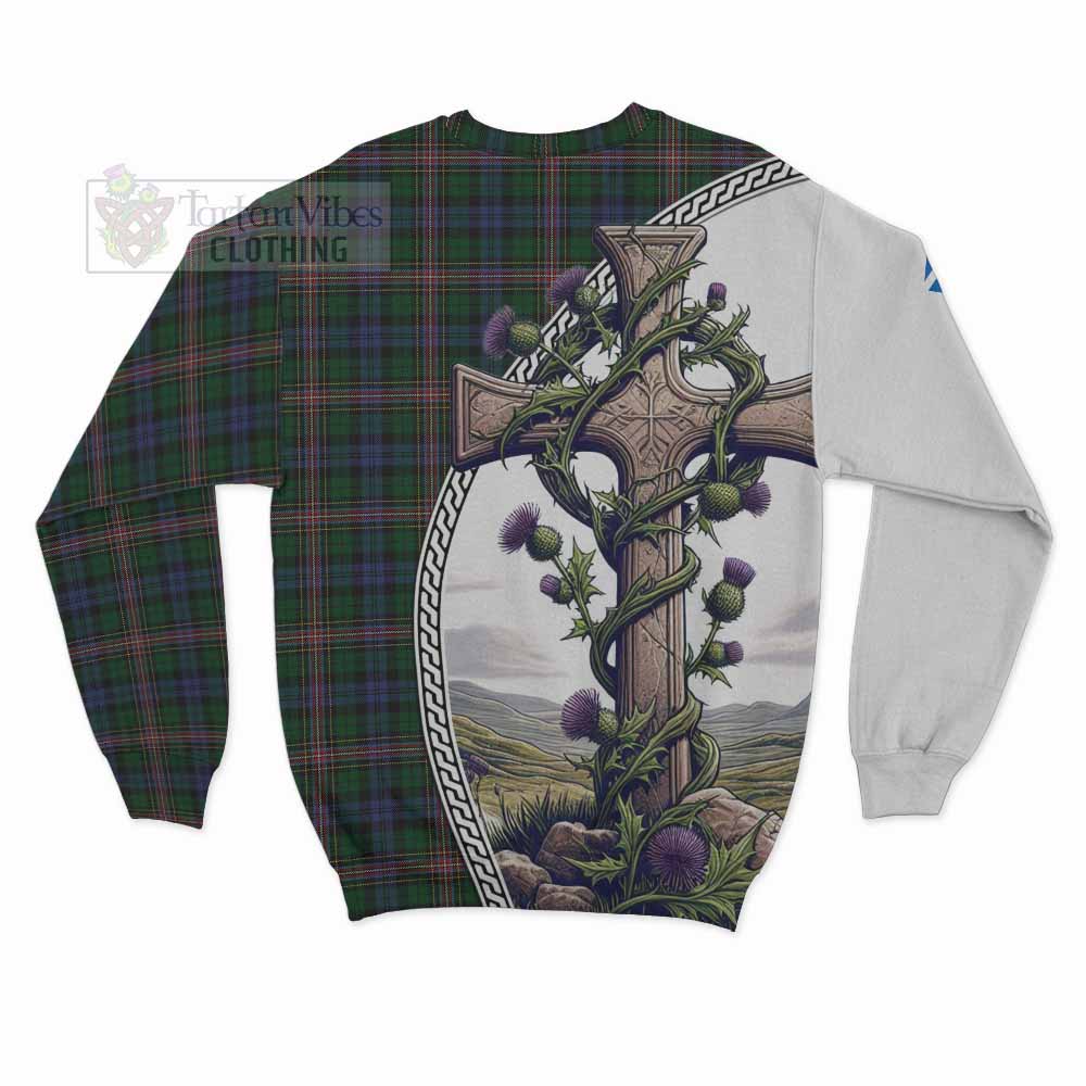 Tartan Vibes Clothing Allison Tartan Sweatshirt with Family Crest and St. Andrew's Cross Accented by Thistle Vines