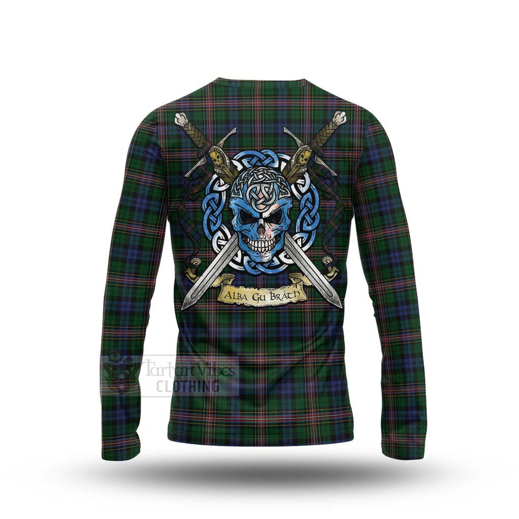 Tartan Vibes Clothing Allison Tartan Long Sleeve T-Shirt with Family Crest Celtic Skull Style