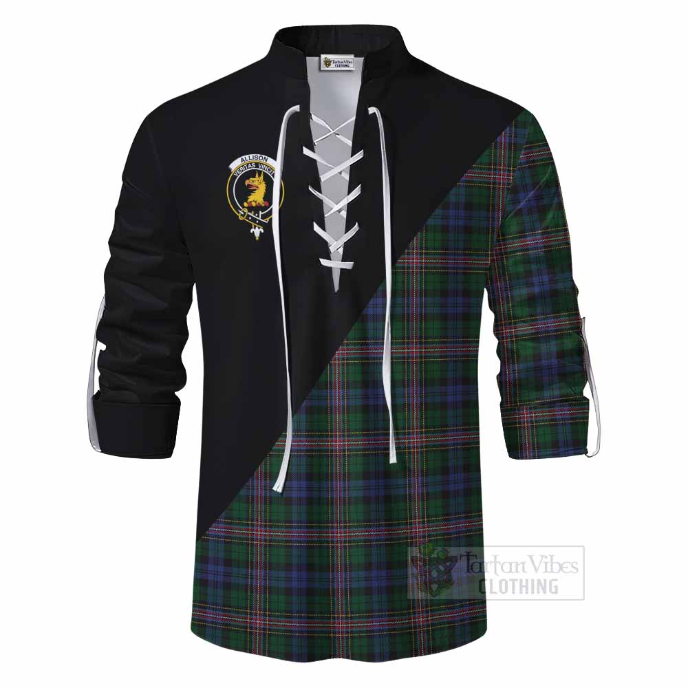 Tartan Vibes Clothing Allison Tartan Ghillie Kilt Shirt with Family Crest and Military Logo Style