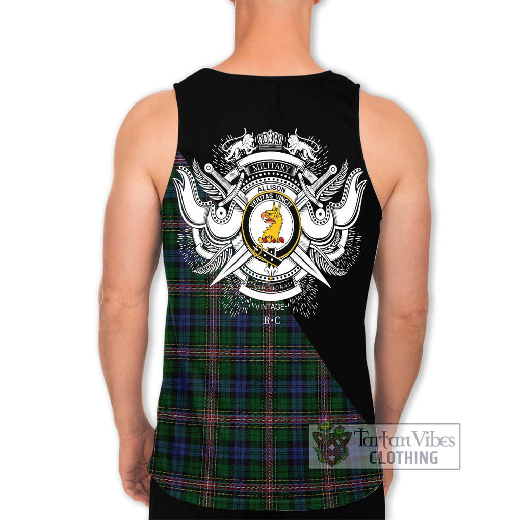 Allison Tartan Men's Tank Top with Family Crest and Military Logo Style - Tartanvibesclothing Shop