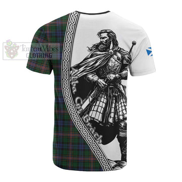 Allison Tartan Clan Crest Cotton T-shirt with Highlander Warrior Celtic Style