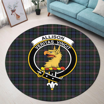 Allison Tartan Round Rug with Family Crest