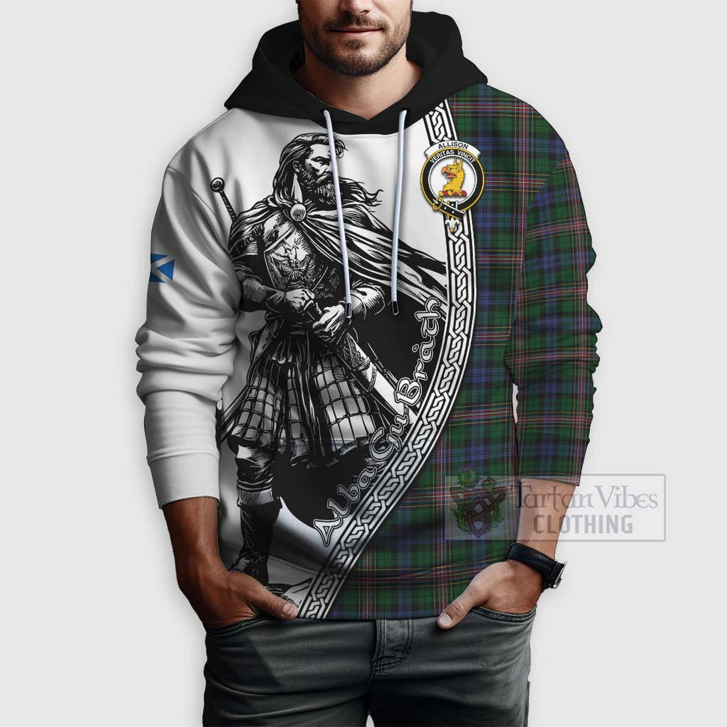 Tartan Vibes Clothing Allison Tartan Clan Crest Hoodie with Highlander Warrior Celtic Style