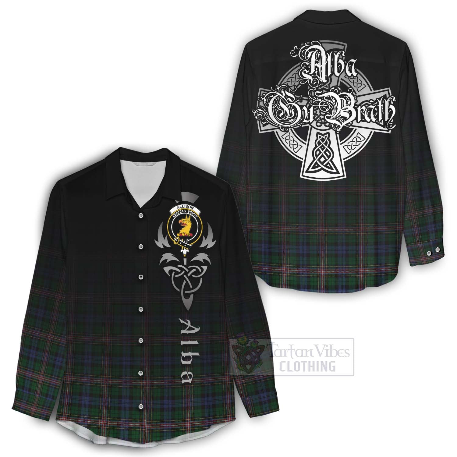 Tartan Vibes Clothing Allison Tartan Women's Casual Shirt Featuring Alba Gu Brath Family Crest Celtic Inspired