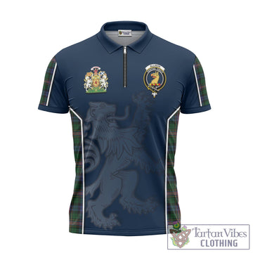 Allison Tartan Zipper Polo Shirt with Family Crest and Lion Rampant Vibes Sport Style