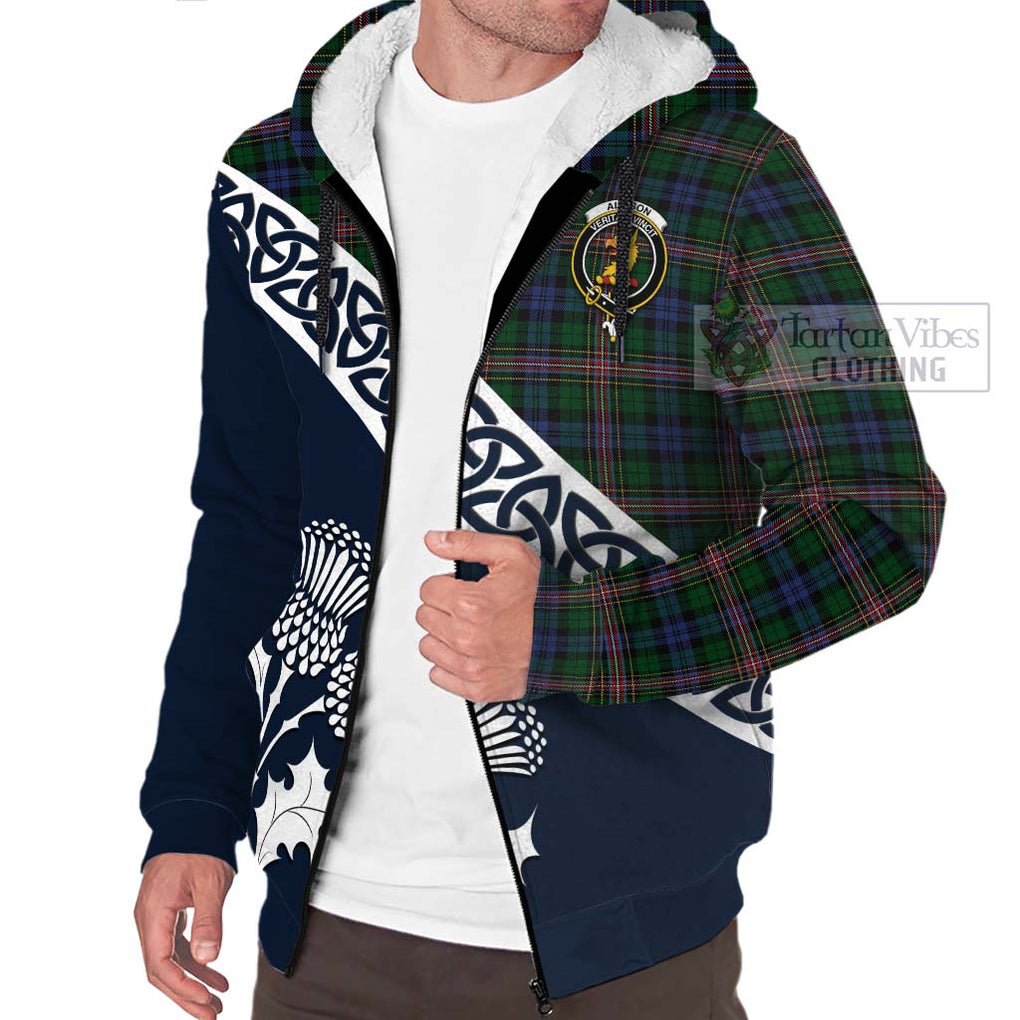 Allison Tartan Sherpa Hoodie Featuring Thistle and Scotland Map - Tartan Vibes Clothing